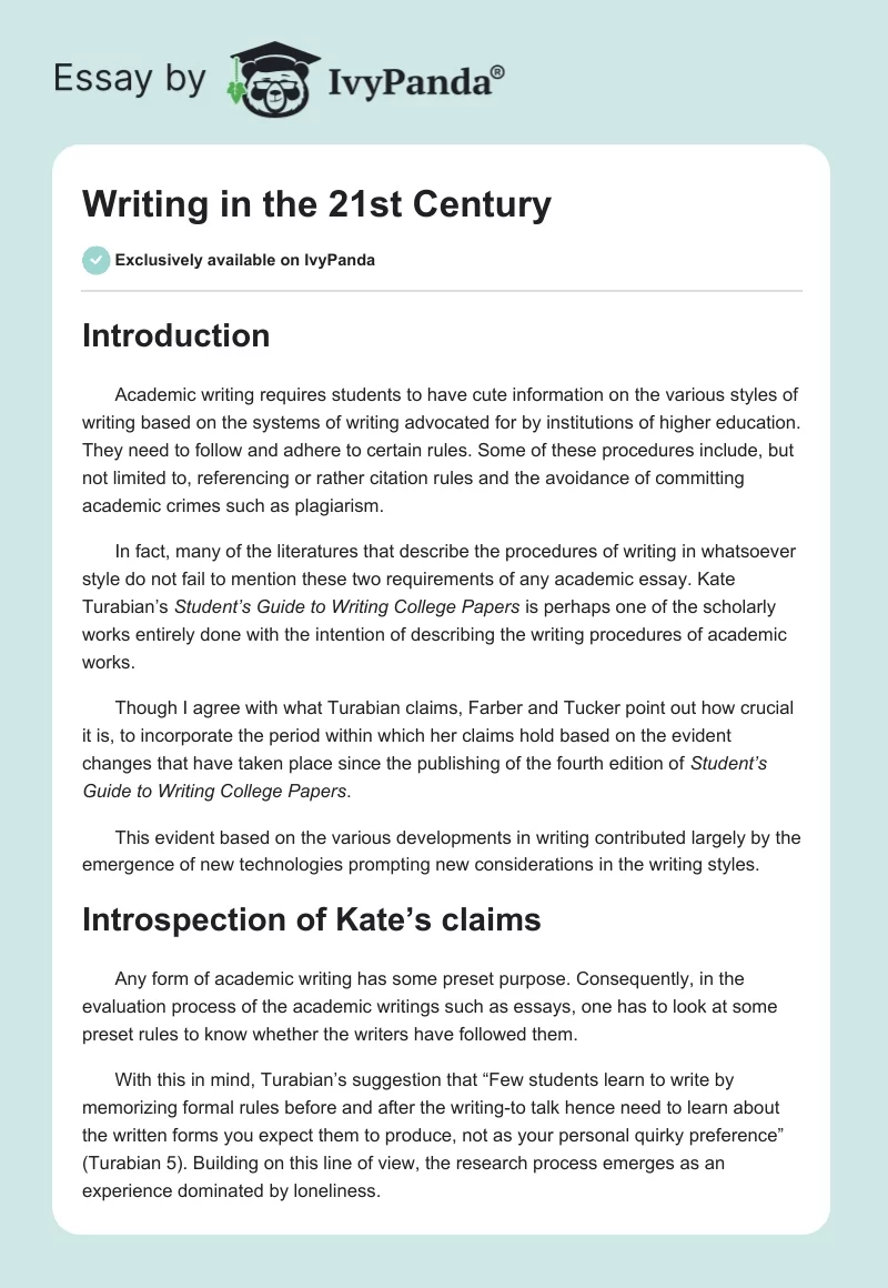 Writing in the 21st Century. Page 1