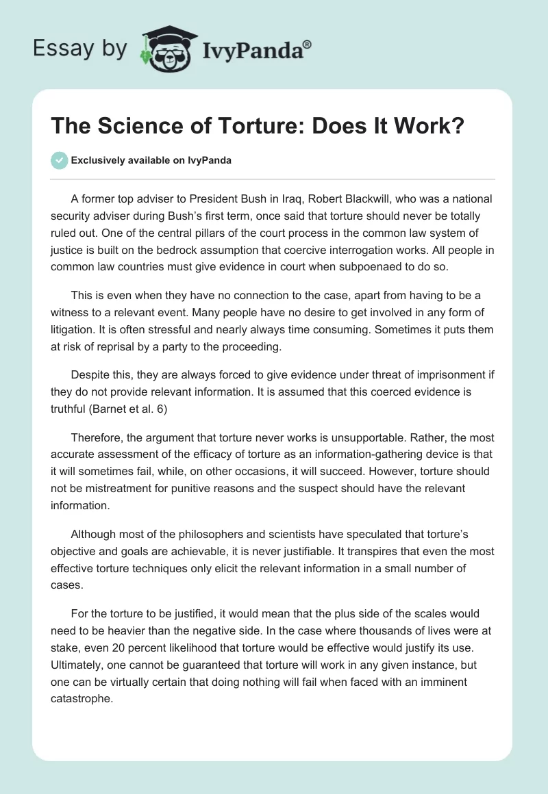 The Science of Torture: Does It Work?. Page 1