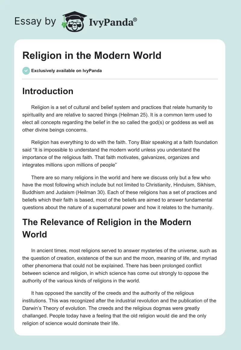Religion in the Modern World. Page 1