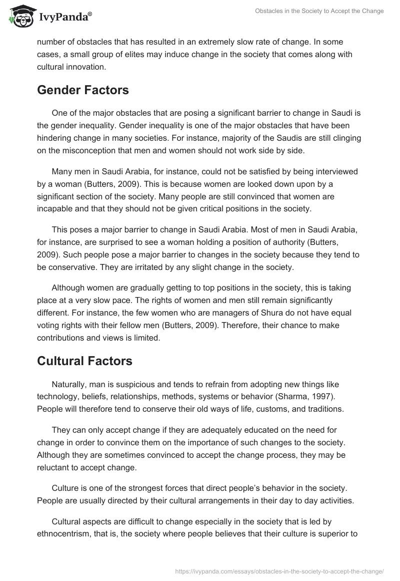 Obstacles in the Society to Accept the Change. Page 2