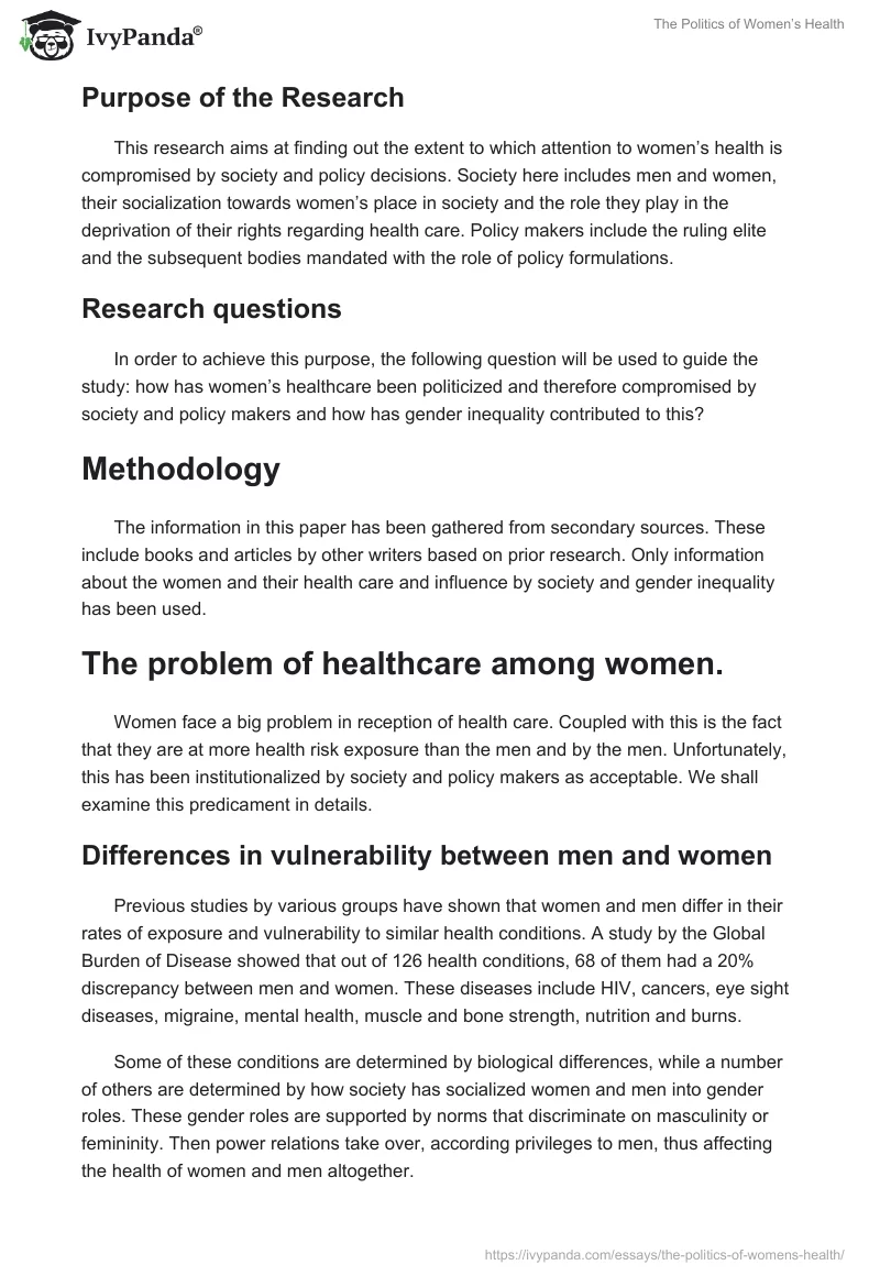 The Politics of Women’s Health. Page 2