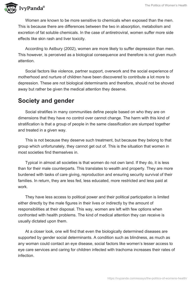 The Politics of Women’s Health. Page 3