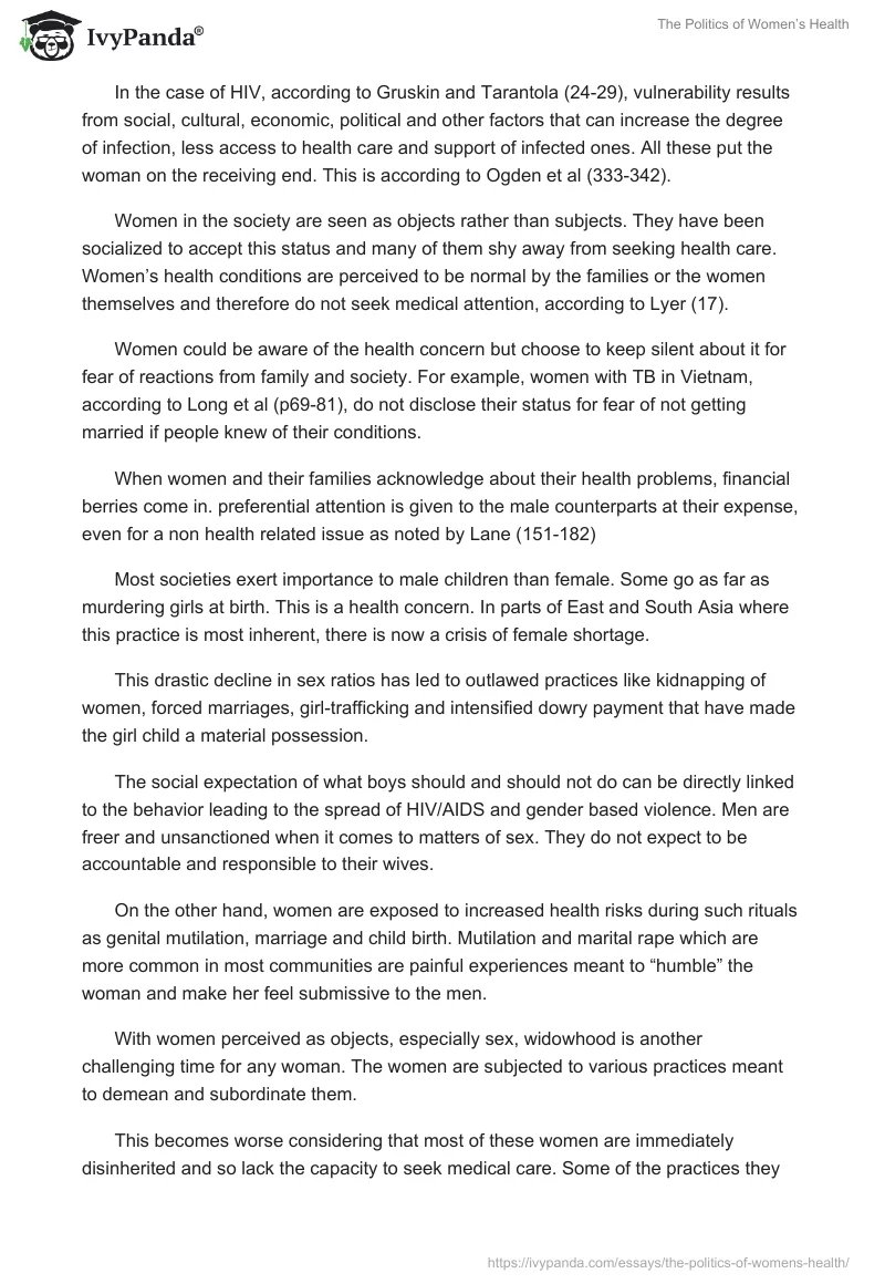 The Politics of Women’s Health. Page 4