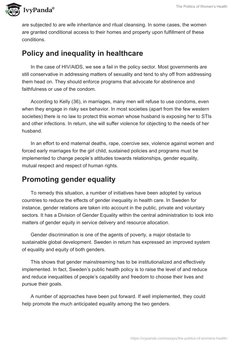 The Politics of Women’s Health. Page 5