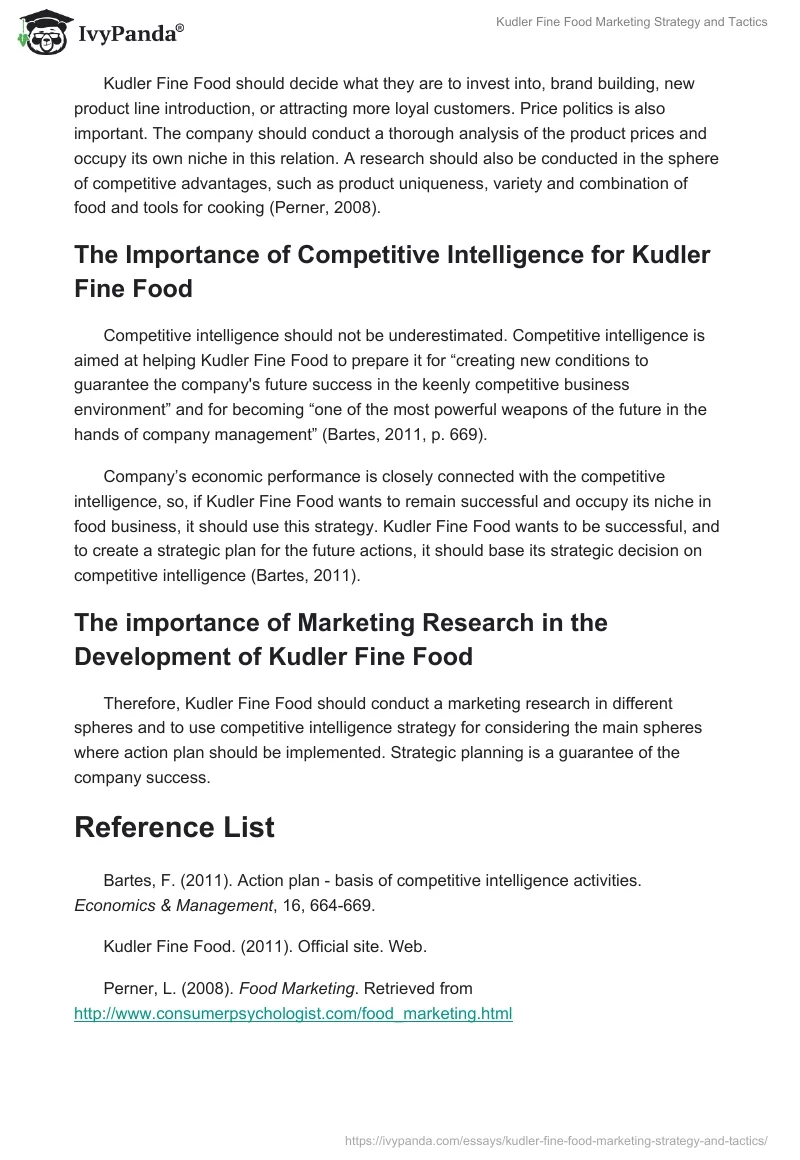 Kudler Fine Food Marketing Strategy and Tactics. Page 2