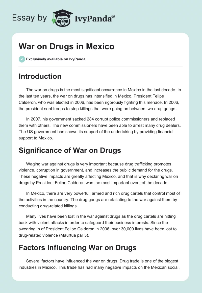 War on Drugs in Mexico. Page 1