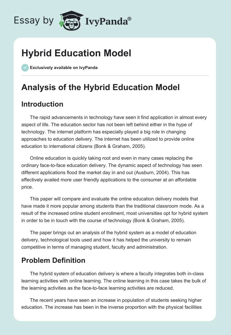 Hybrid Education Model. Page 1