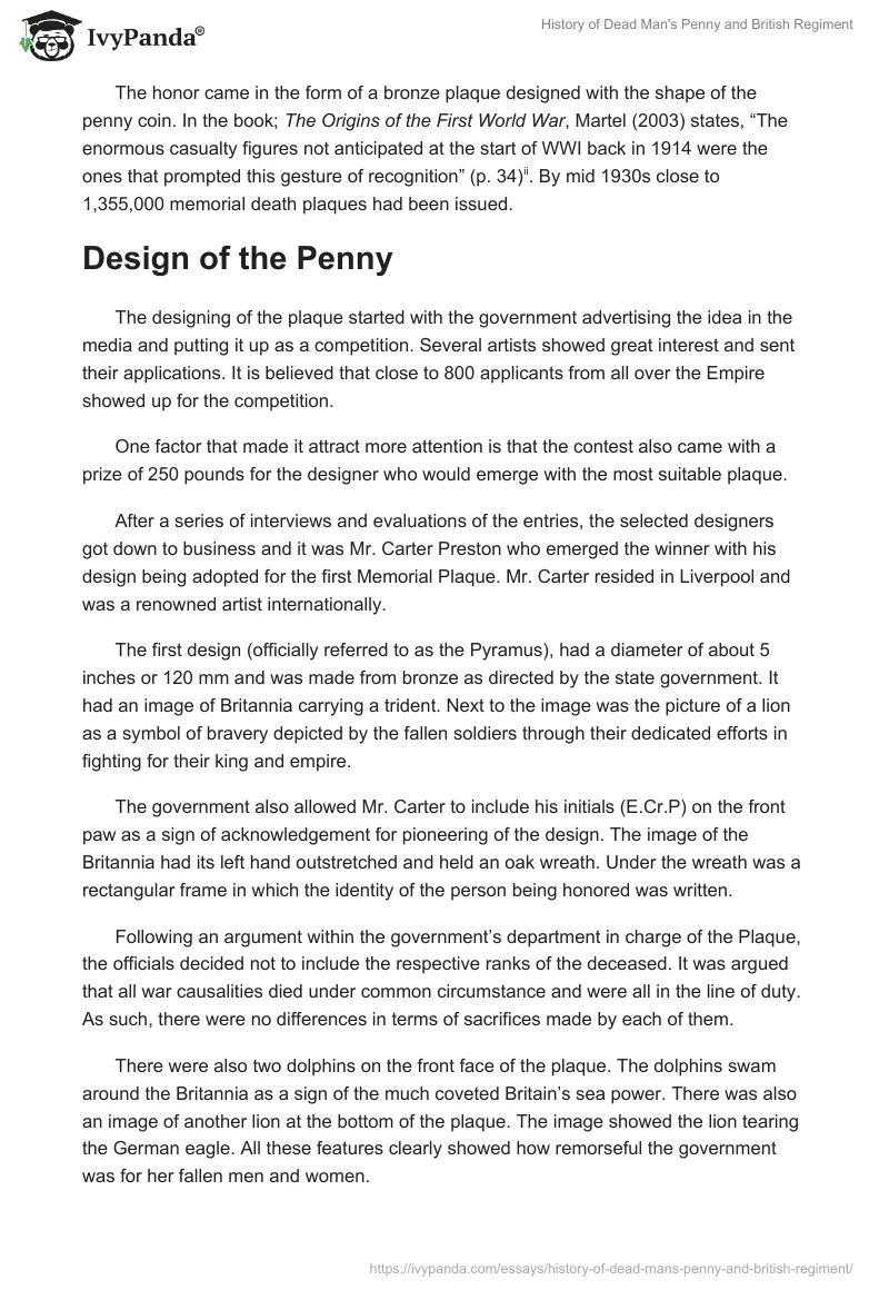 History of Dead Man's Penny and British Regiment. Page 2