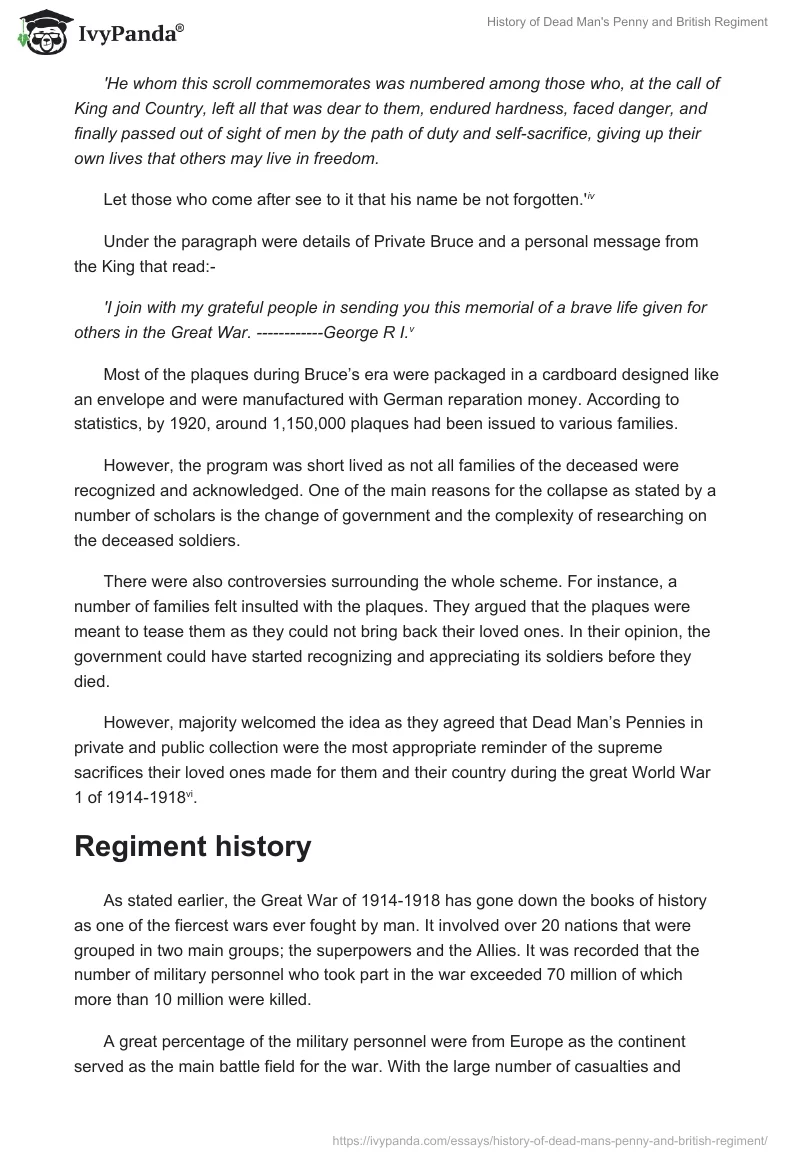History of Dead Man's Penny and British Regiment. Page 4