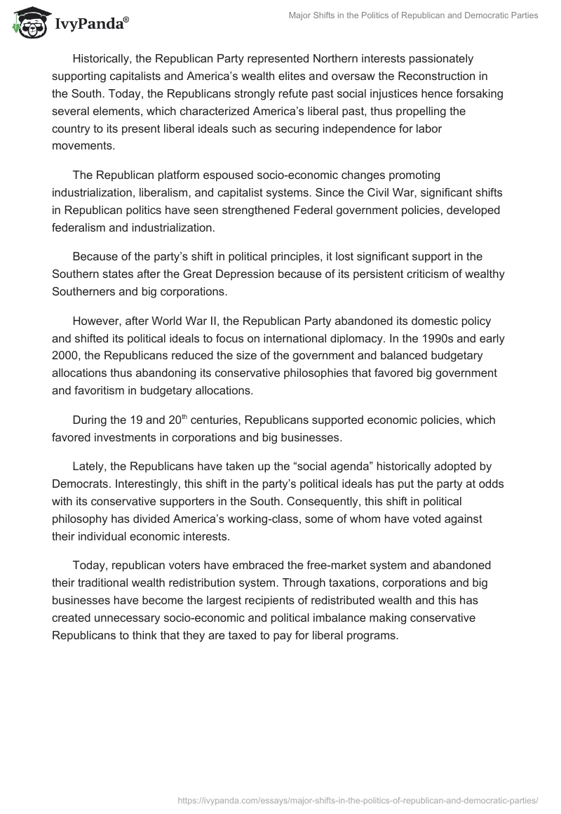 Major Shifts in the Politics of Republican and Democratic Parties. Page 2