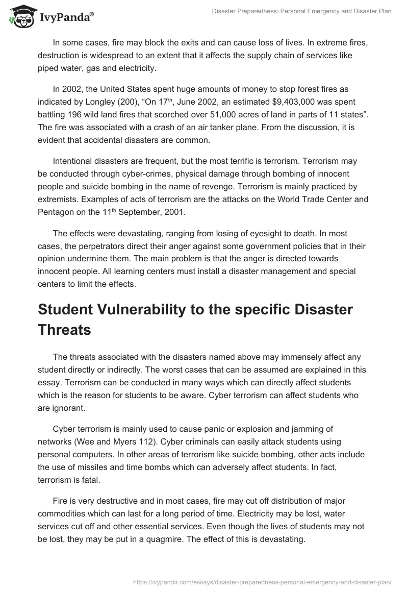 Disaster Preparedness: Personal Emergency and Disaster Plan. Page 3