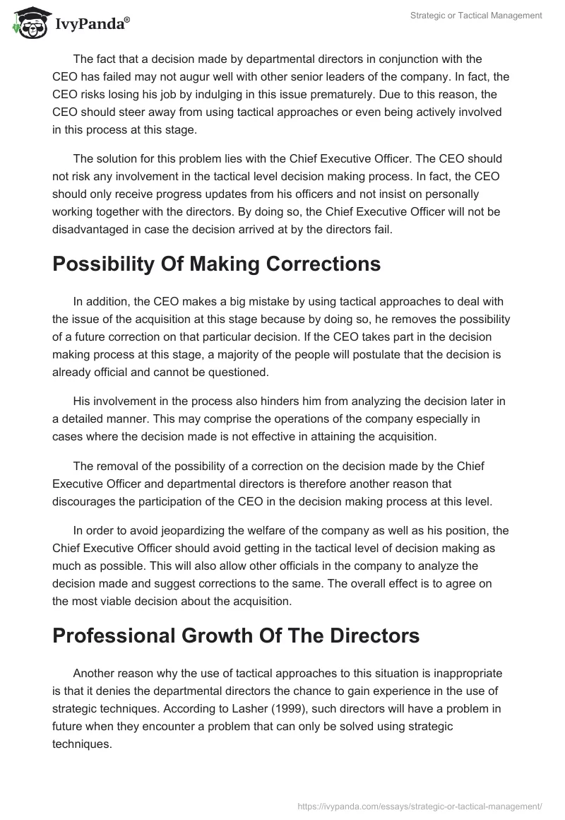 Strategic or Tactical Management. Page 3