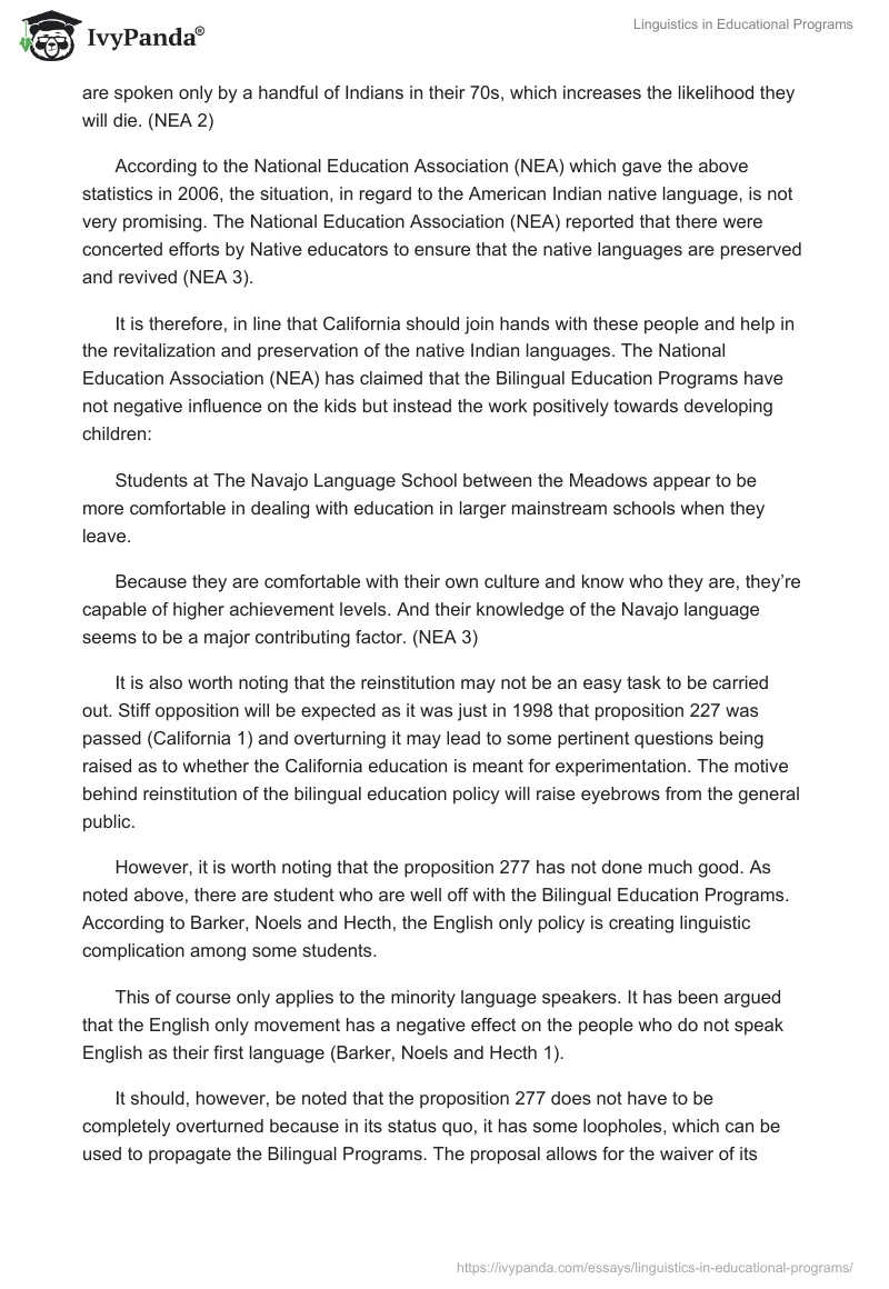 Linguistics in Educational Programs. Page 3