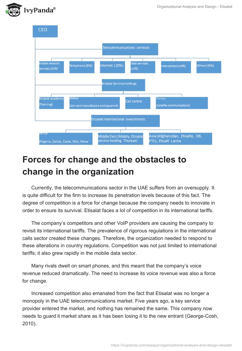 Organizational Analysis and Design - Etisalat. Page 2