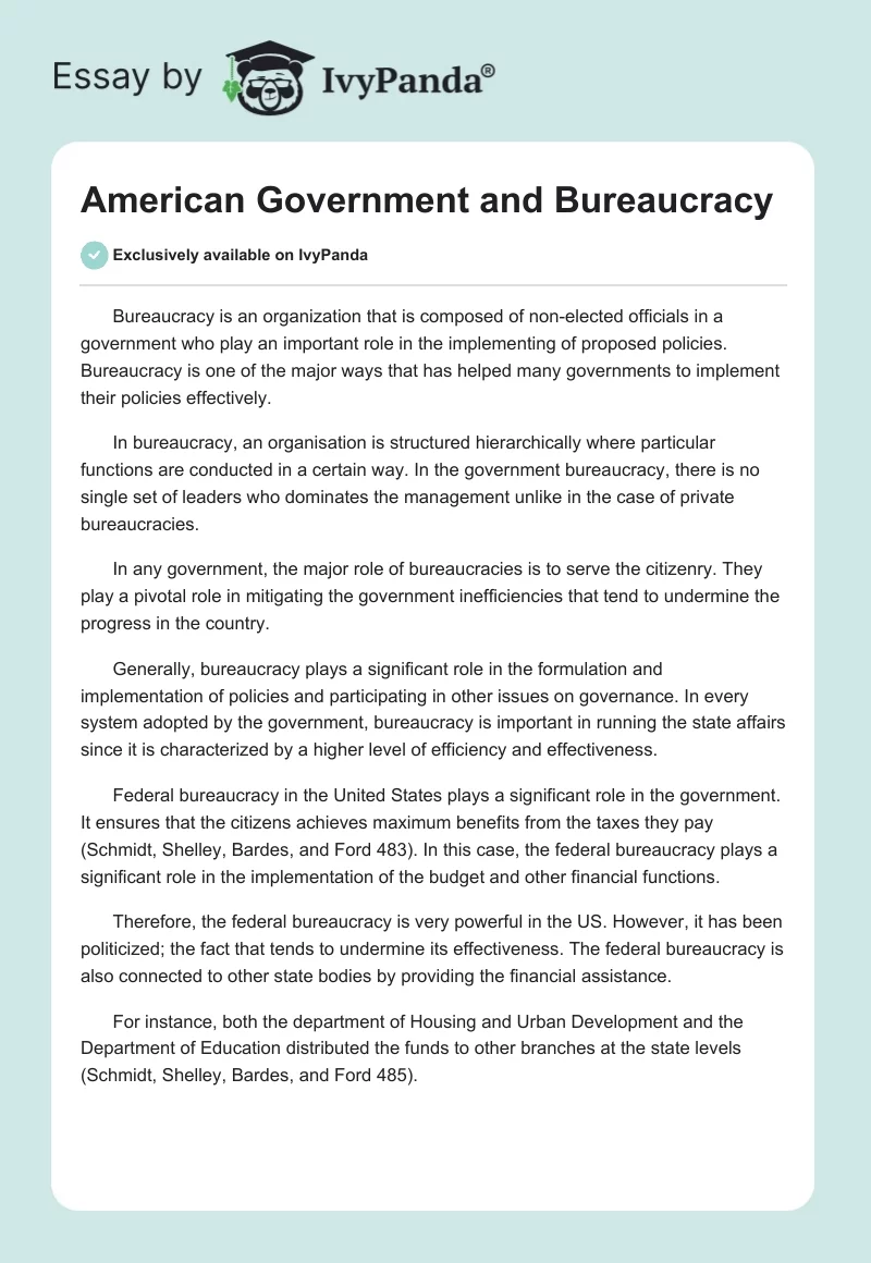 American Government and Bureaucracy. Page 1