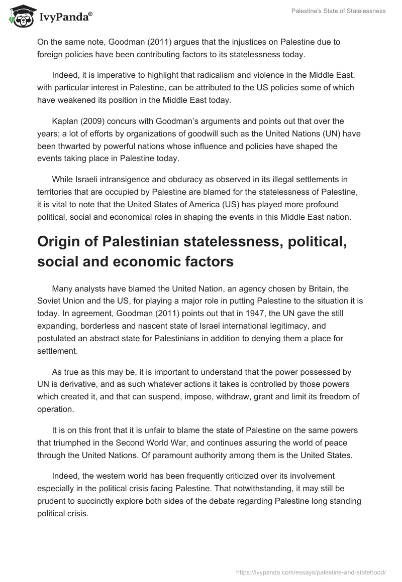 Palestine's State of Statelessness. Page 2