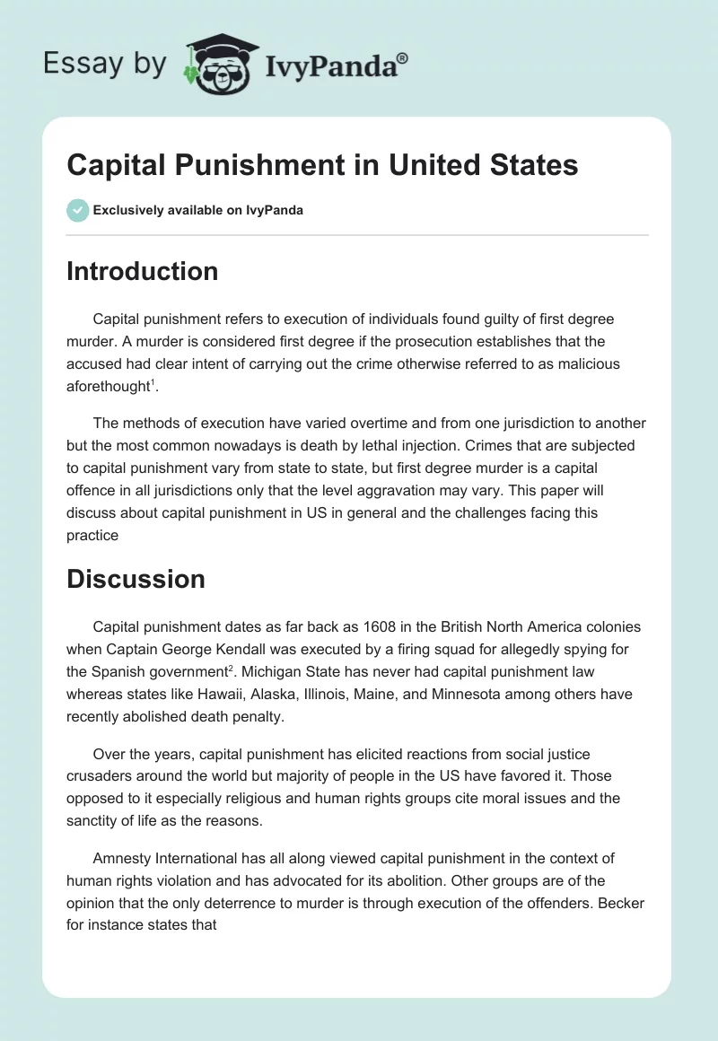 Capital Punishment in United States. Page 1