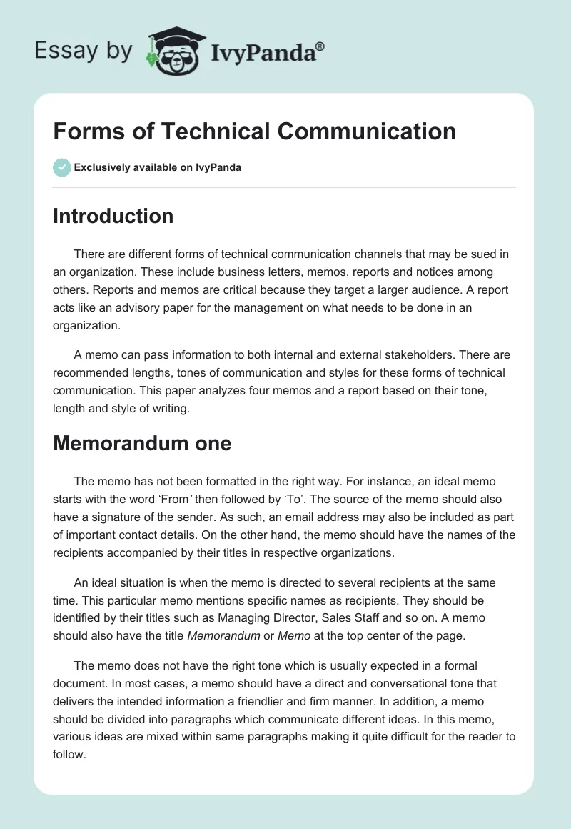 Forms of Technical Communication. Page 1