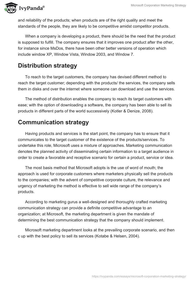 Microsoft Corporation Marketing Strategy. Page 4