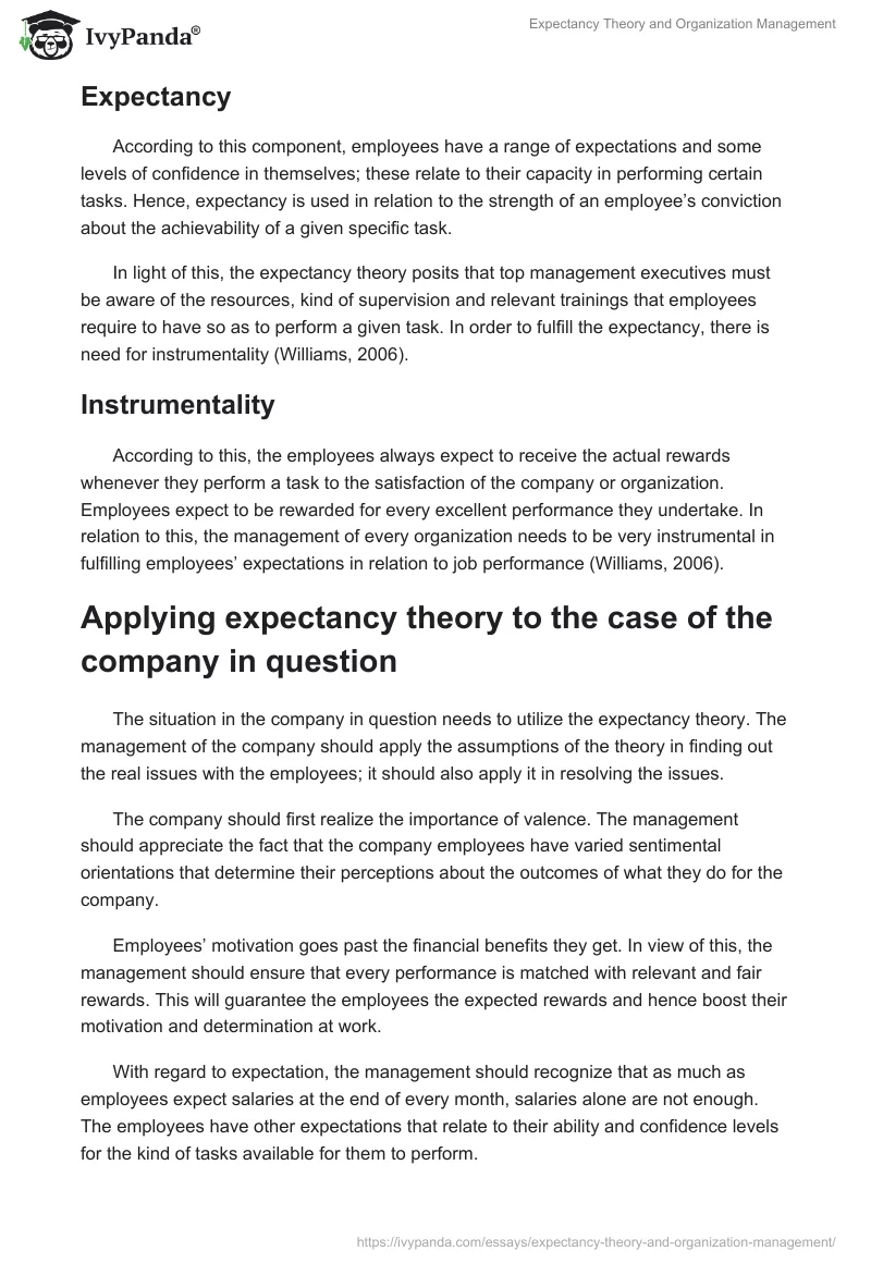 Expectancy Theory and Organization Management. Page 2