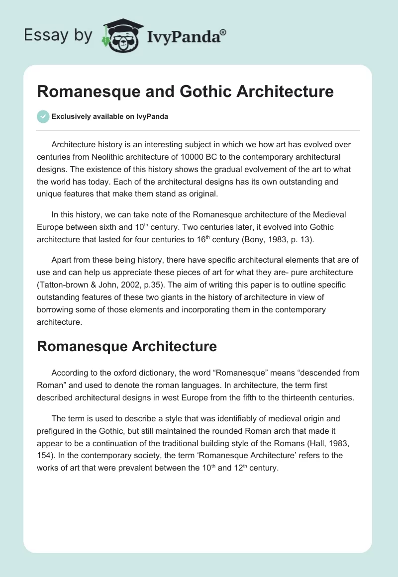 Romanesque and Gothic Architecture. Page 1