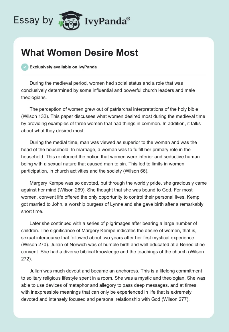 What Women Desire Most. Page 1