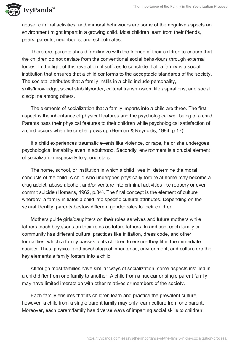 The Role of Family in the Process of Socialization. Page 2