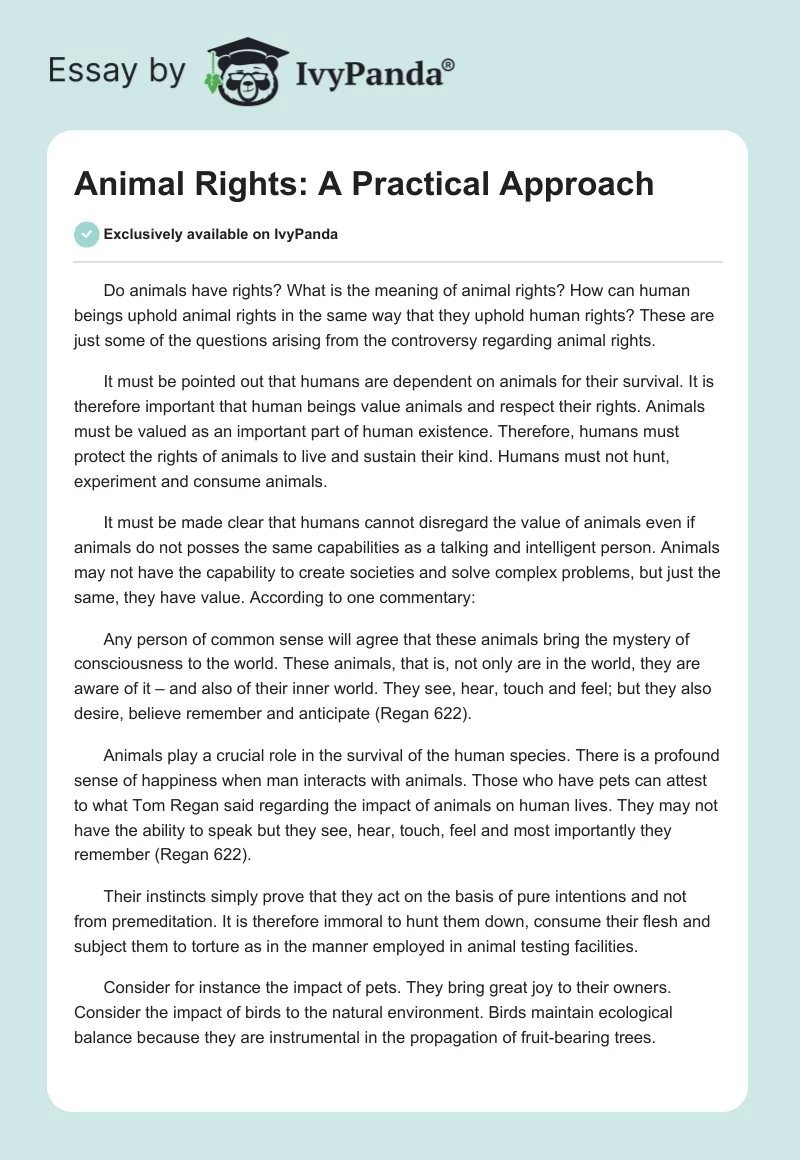 Animal Rights: A Practical Approach. Page 1