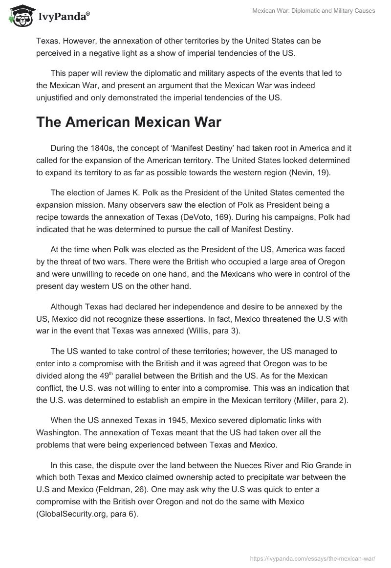 Mexican War: Diplomatic and Military Causes. Page 2