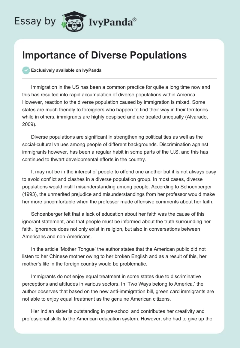 Importance of Diverse Populations. Page 1