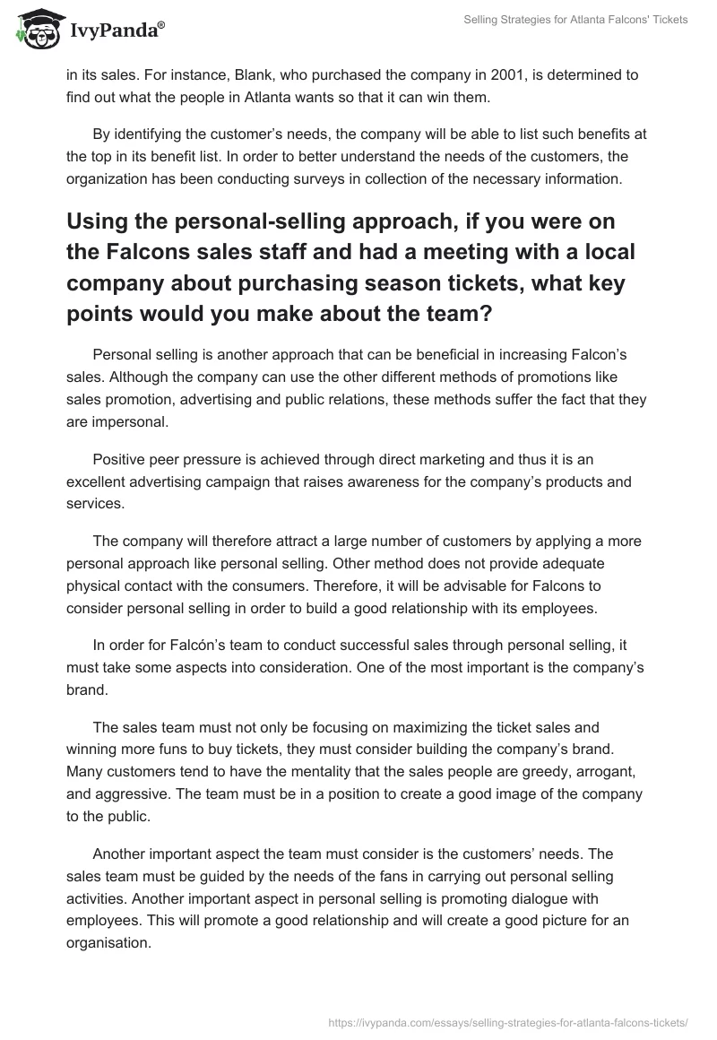 Selling Strategies for Atlanta Falcons' Tickets. Page 2