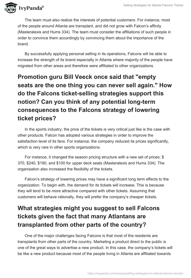 Selling Strategies for Atlanta Falcons' Tickets. Page 3