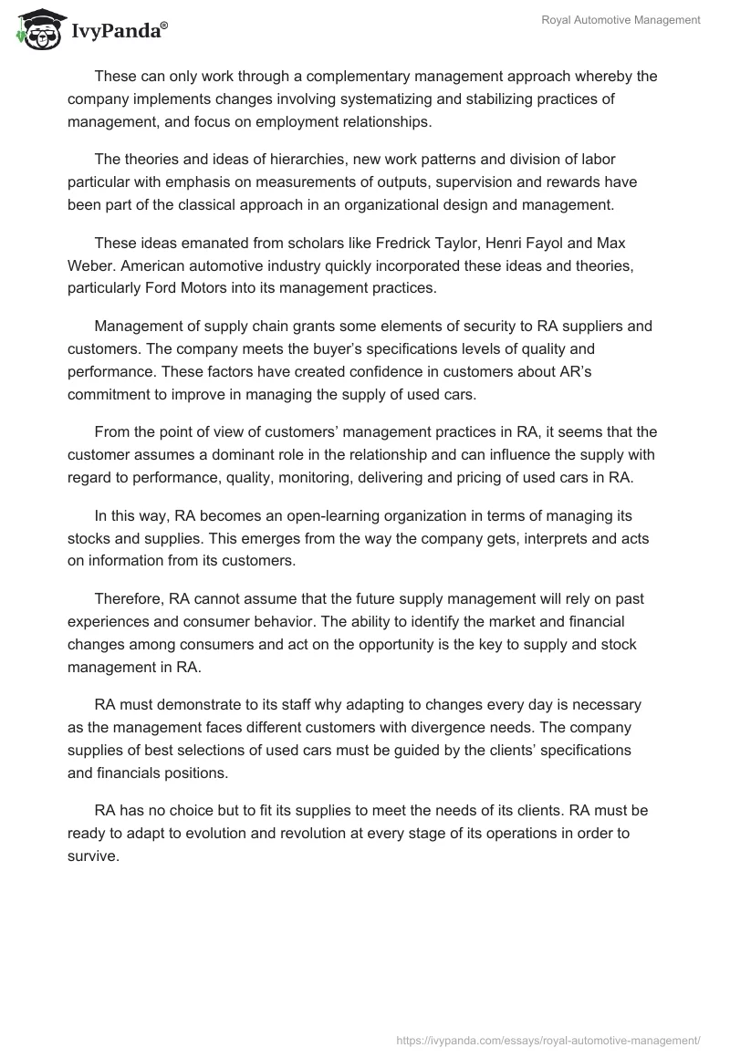 Royal Automotive Management. Page 2