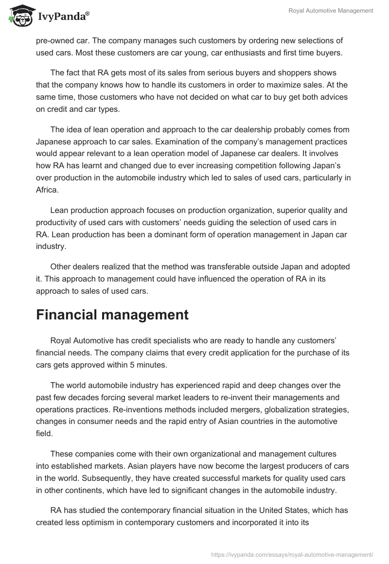 Royal Automotive Management. Page 4