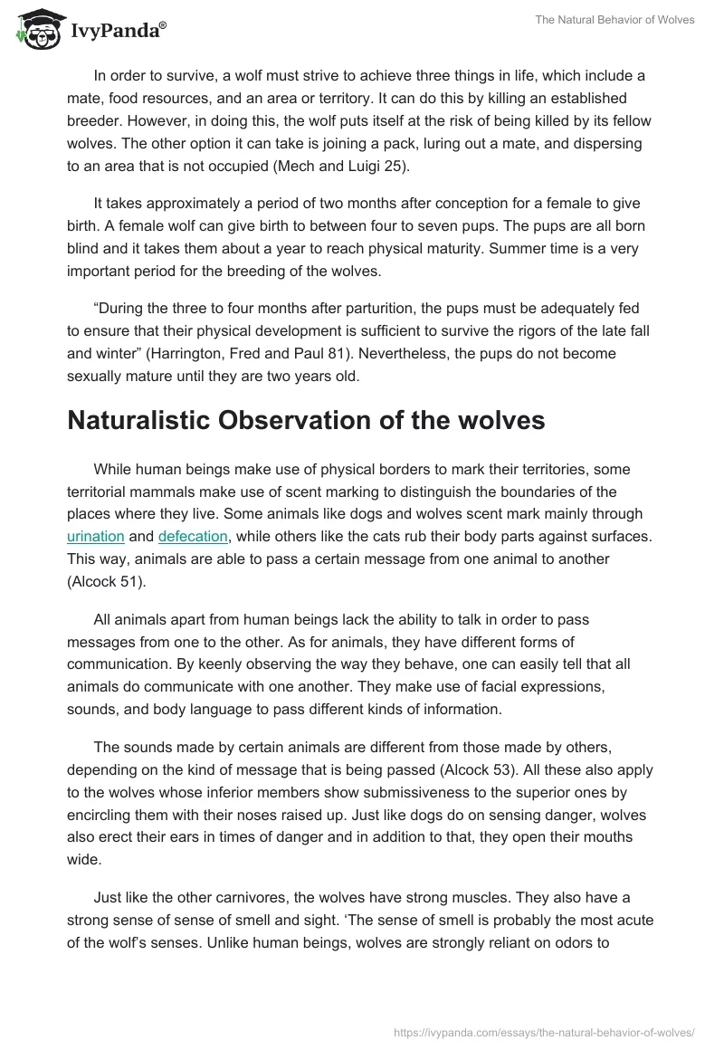 The Natural Behavior of Wolves. Page 2