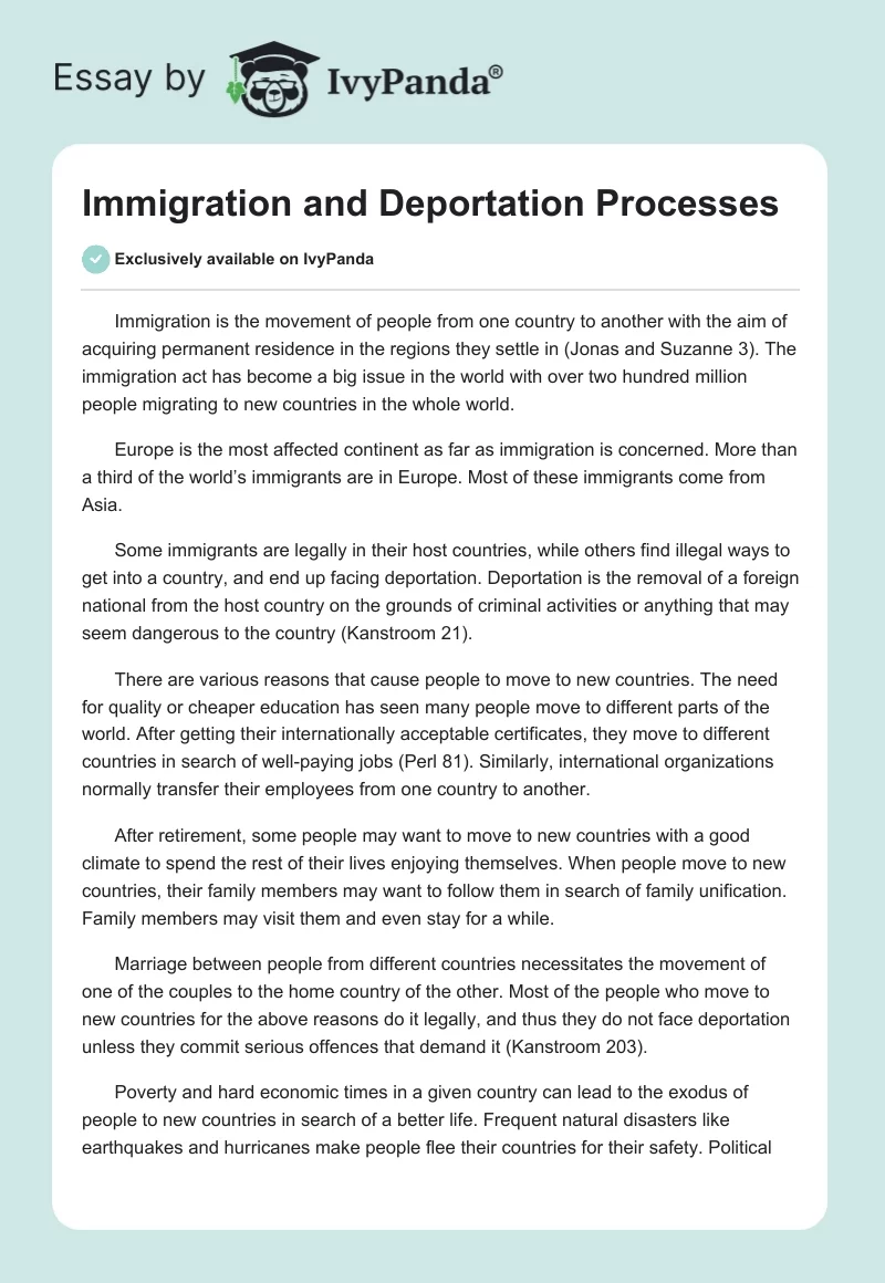 Immigration and Deportation Processes. Page 1