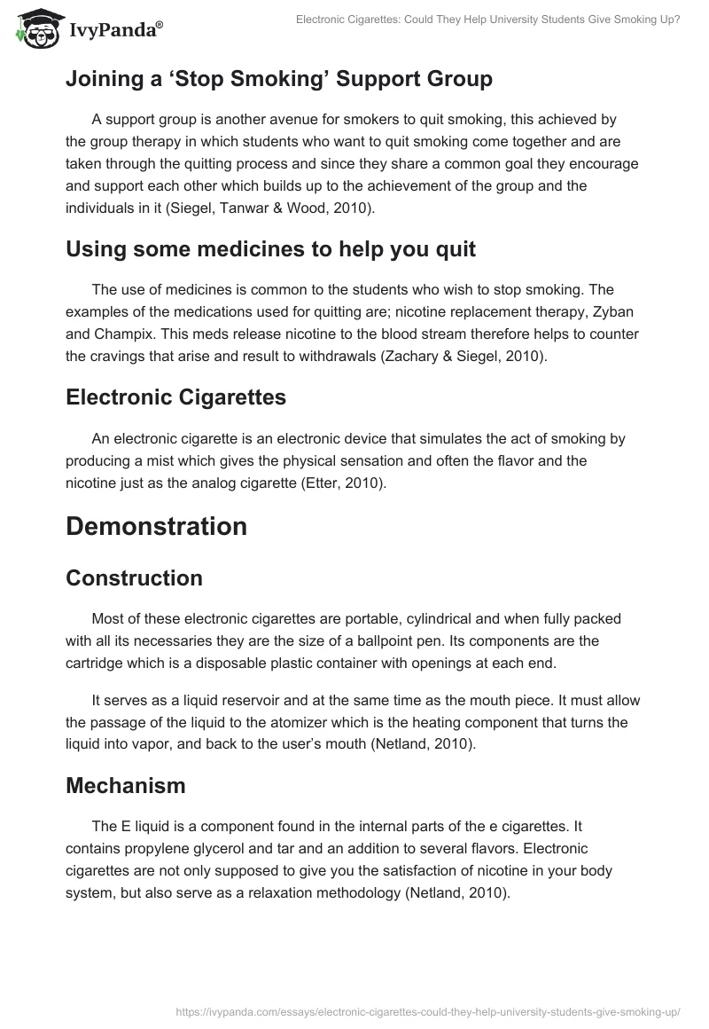 Electronic Cigarettes: Could They Help University Students Give Smoking Up?. Page 2