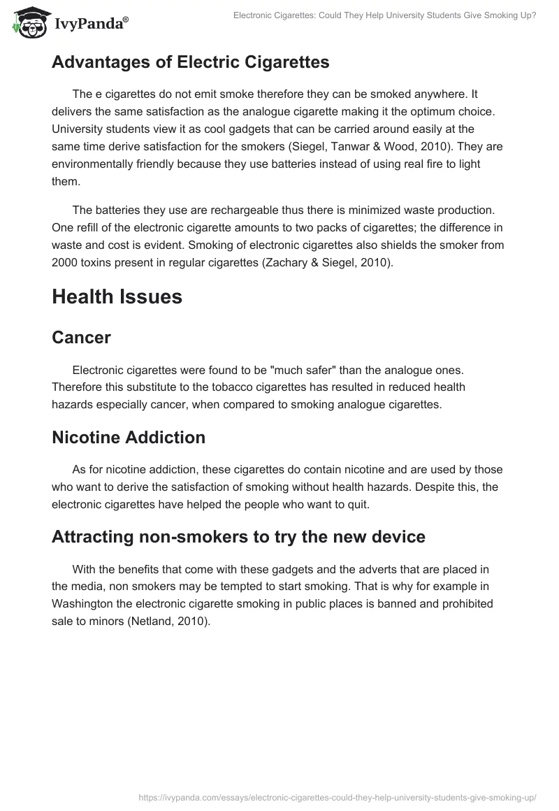 Electronic Cigarettes: Could They Help University Students Give Smoking Up?. Page 3