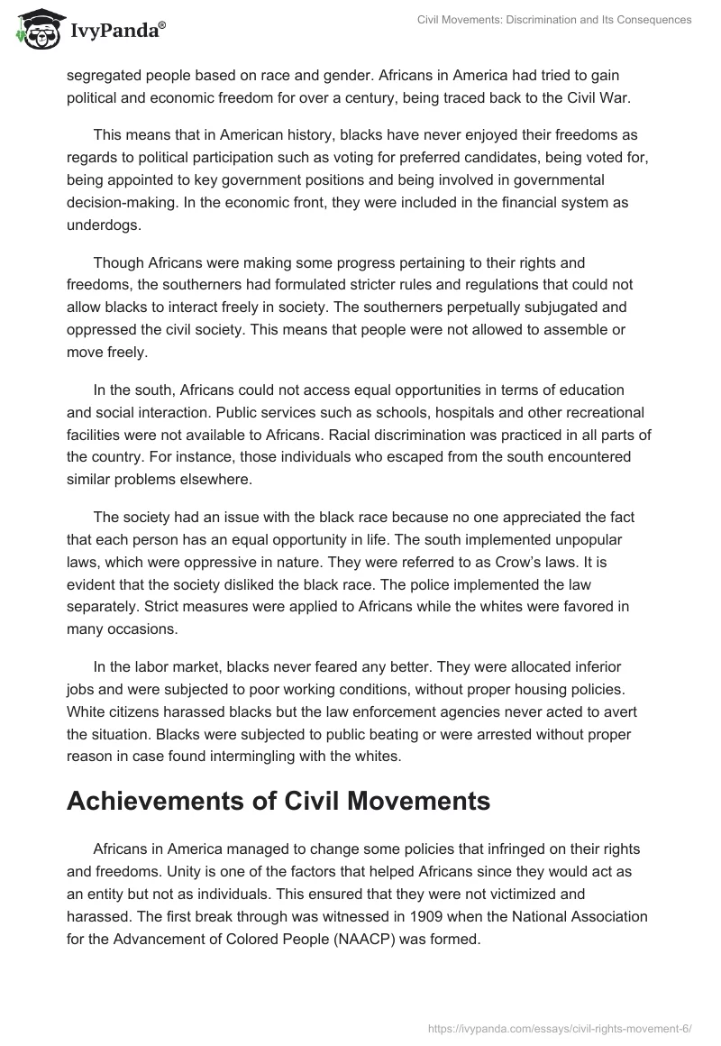 Civil Movements: Discrimination and Its Consequences. Page 3