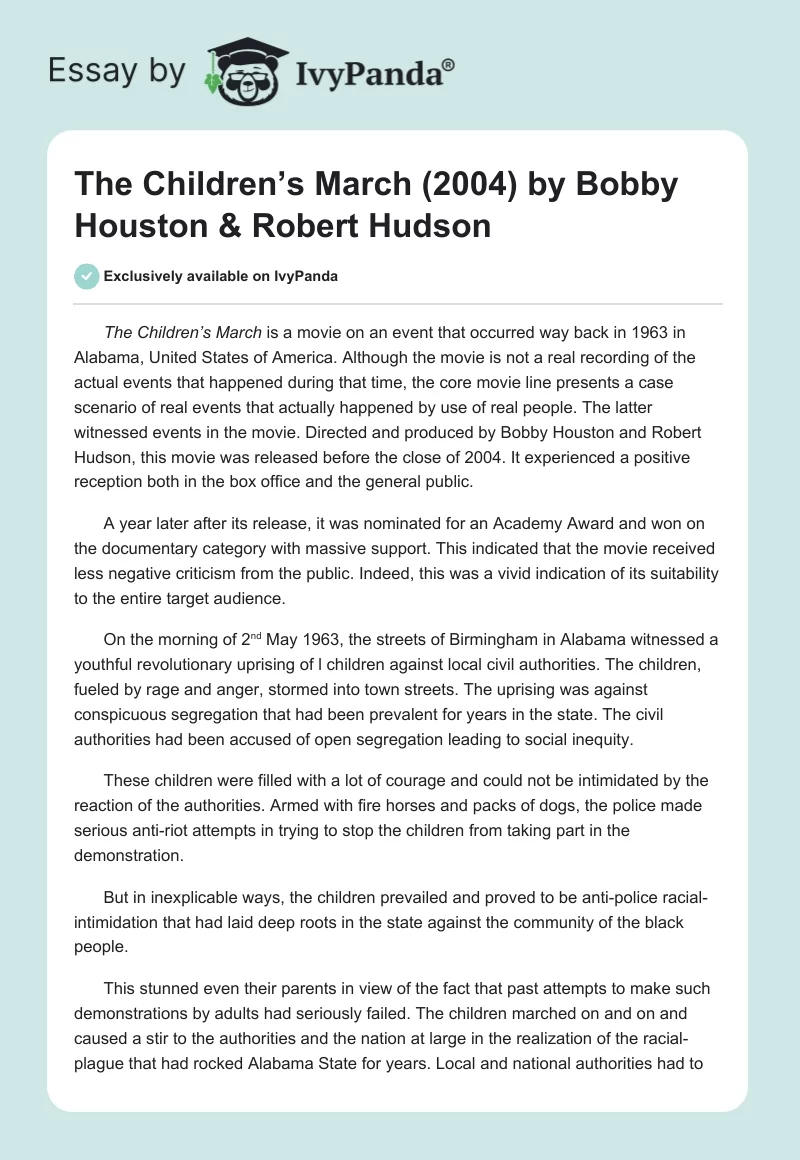 The Children’s March (2004) by Bobby Houston & Robert Hudson. Page 1