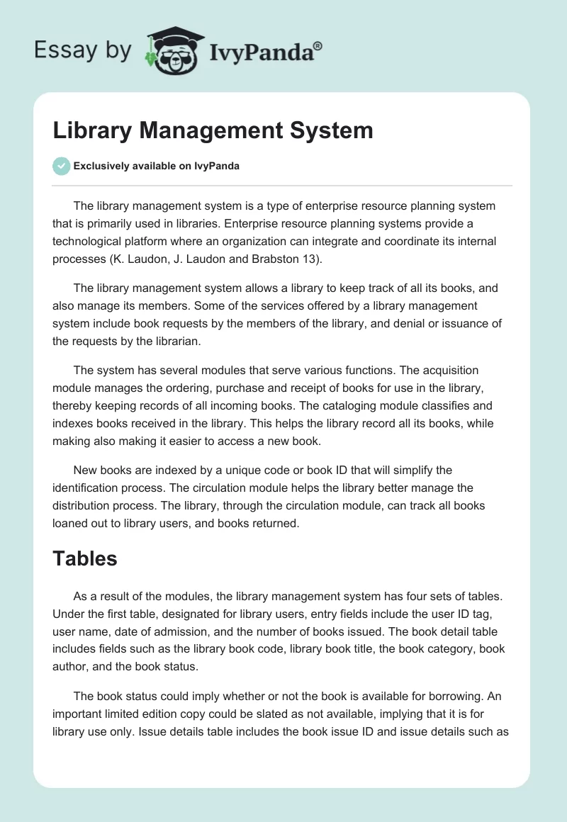 Library Management System. Page 1