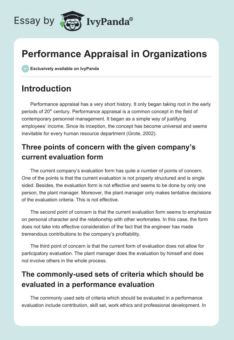 Performance Appraisal in Organizations. Page 1