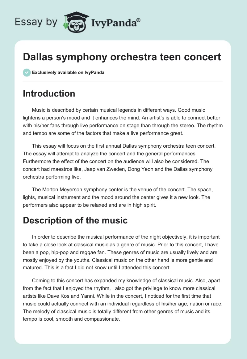 Dallas symphony orchestra teen concert. Page 1