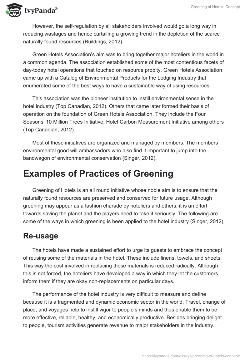 Greening of Hotels. Concept. Page 2