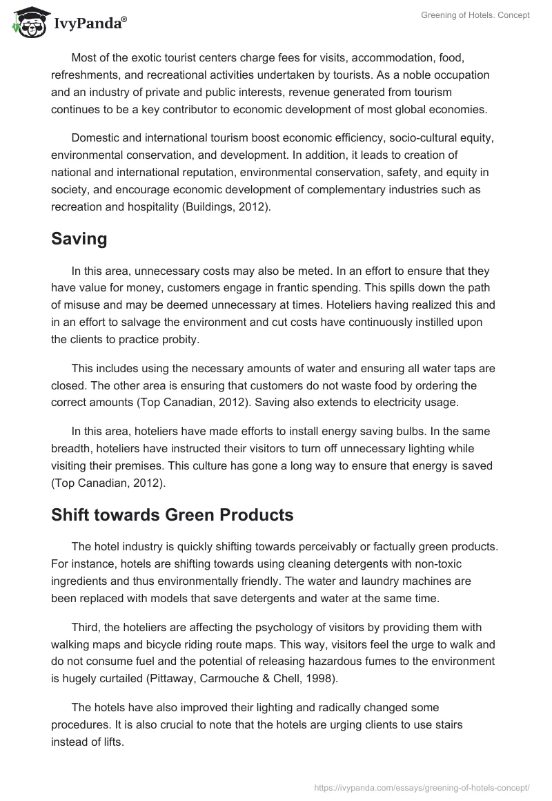 Greening of Hotels. Concept. Page 3