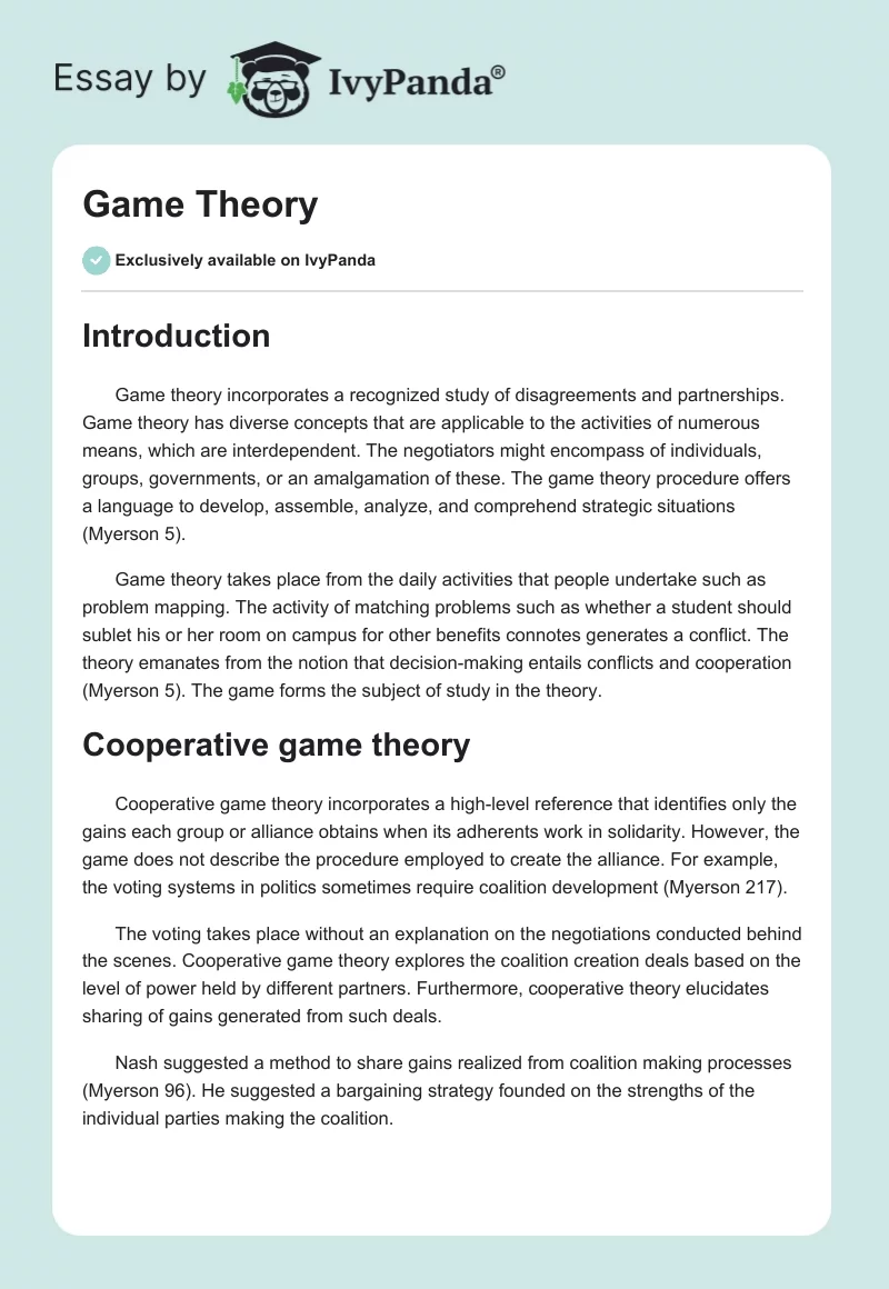 Game Theory. Page 1
