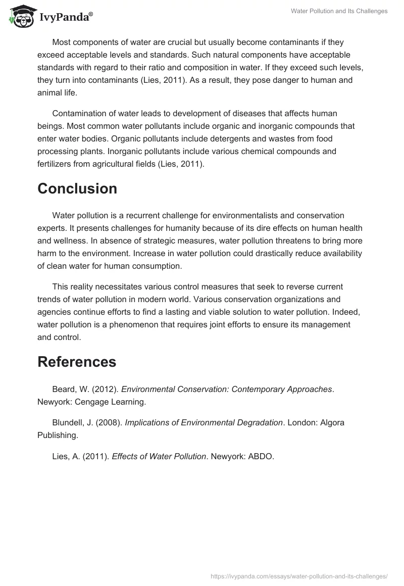 Water Pollution and Its Challenges. Page 3