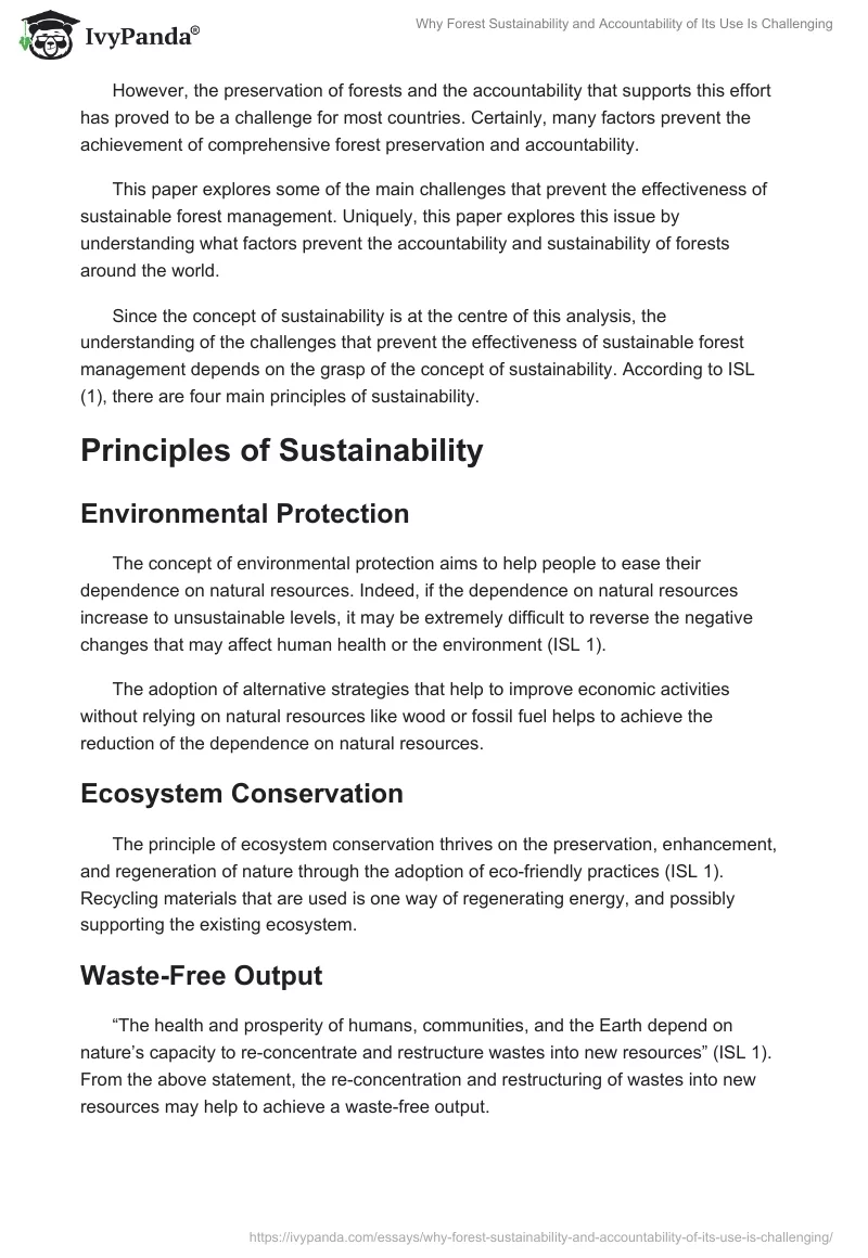 Why Forest Sustainability and Accountability of Its Use Is Challenging. Page 2