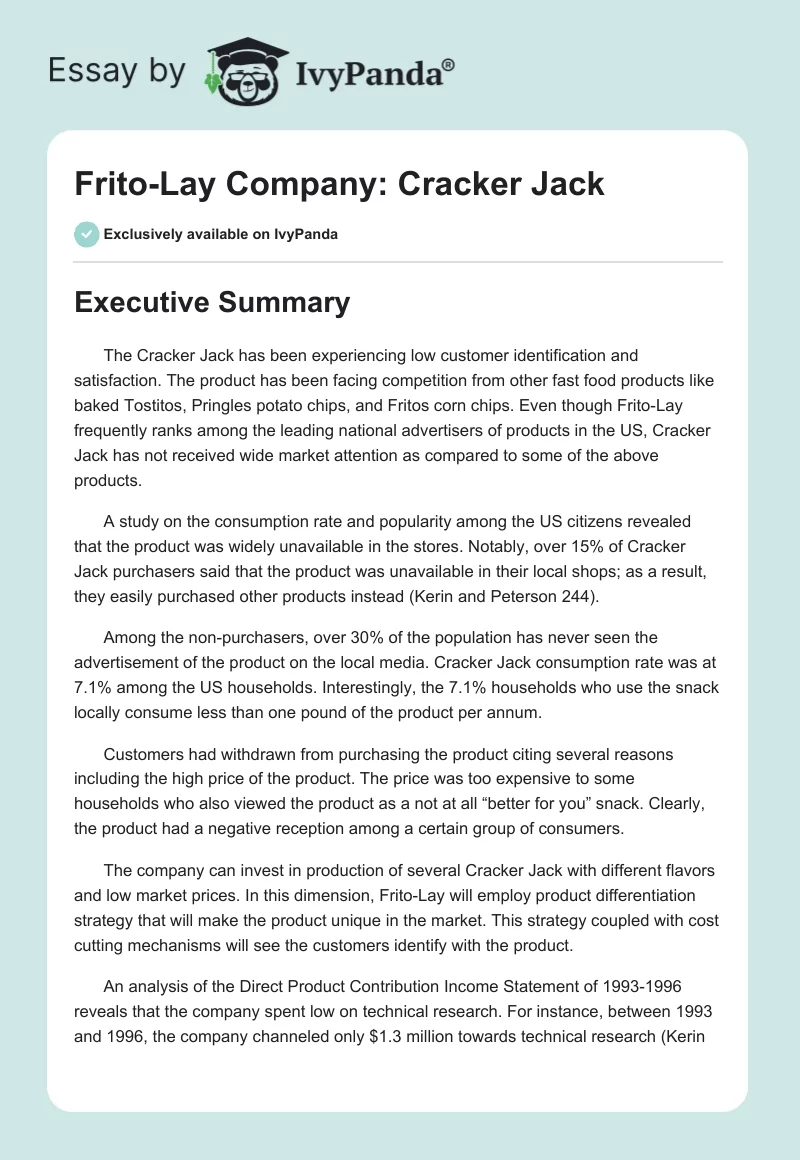 Frito-Lay Company: Cracker Jack. Page 1
