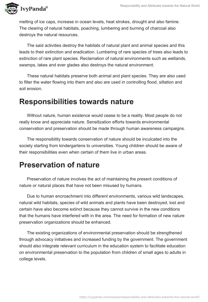 Responsibility and Attributes towards the Natural World. Page 2